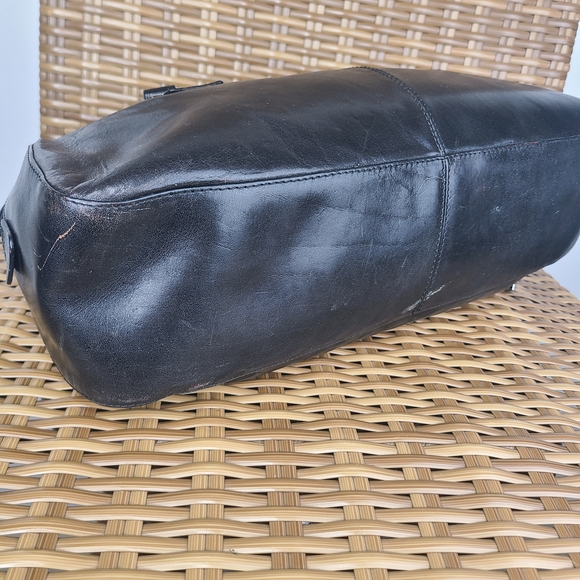 Hobo International Smooth Black Leather Satchel Bag Classic Design Organizer - Picture 8 of 16